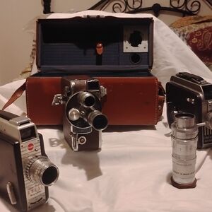 Vintage Camera Set with Leather Case